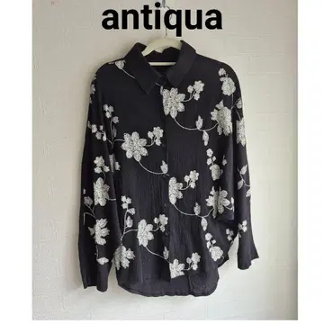 antiqua 안티카 꽃무늬 돌먼 셔츠 블라우스 바이컬러 블랙