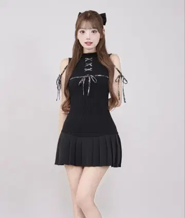 darich 다리치 도킹 레이스업 미니 원피스