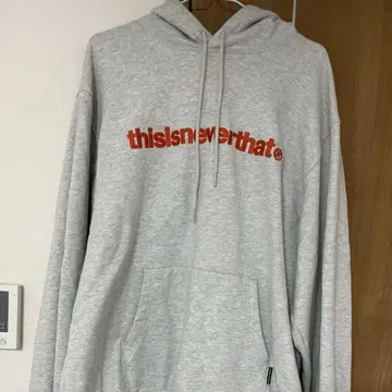 디스이즈네버댓 후드티 후디 그레이 오렌지 자수 로고