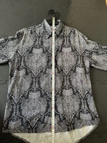 Bachrach 셔츠 블랙 버튼 다운 긴팔 콜라드 페이즐리
