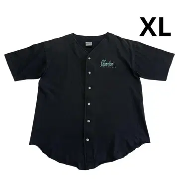 90s USA제 Badger 코튼 베이스볼 셔츠 XL 블랙 자수