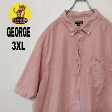 미국 구제 의류 GEORGE 반팔 버튼 셔츠 3XL 핑크