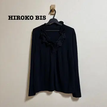 HIROKO BIS 프론트 프릴 스트레치 시어 컷 티셔츠 빅 사이즈