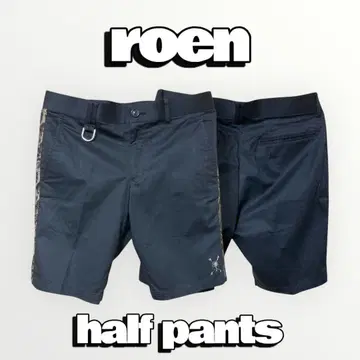 Roen 하프 팬츠 블랙 사이드 레오파드 스와로브스키 로엔