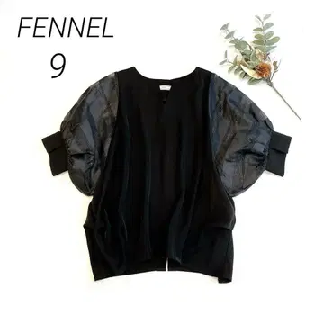 fennel 스콧 클럽 소매 시어 절개 백 버튼 블라우스 9호 블랙