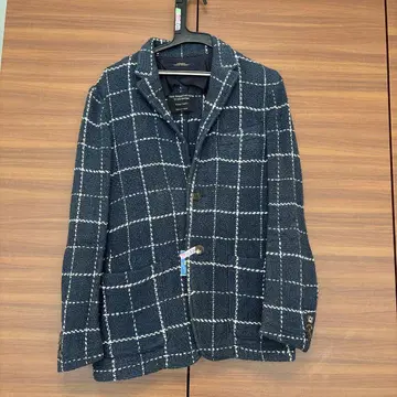relume 네이비 체크 무늬 테일러드 자켓