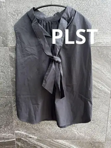 플라스테 2way 슬리브리스 리본 셔츠 블라우스 [M] 네이비 네이비