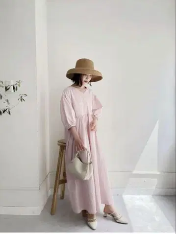 주멜로 jumell 볼륨 퍼프 원피스 핑 반팔 원피스