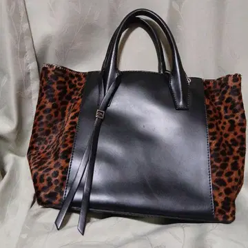 GIANNI NOTA 2WAY 천연 가죽 레오파드 블랙