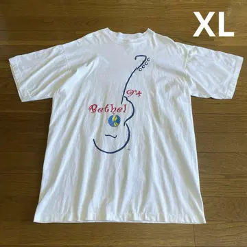 90s 도미니카산 기타 프린트 티셔츠 XL 화이트 1994년산 코튼