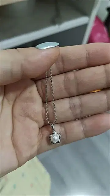 실버 925 펄 장식 목걸이