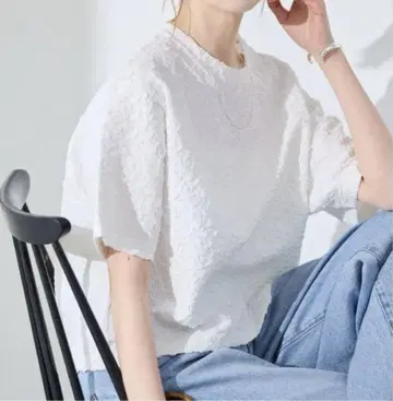 JOURNAL STANDARD 셔링 하프 슬리브 티셔츠