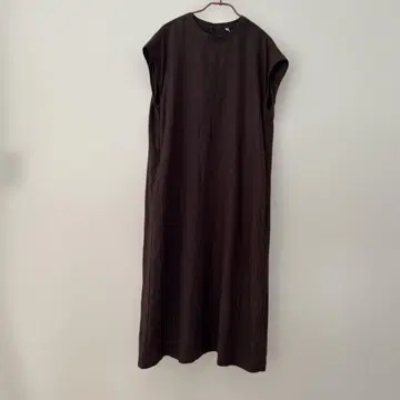 무인양품 프렌치 슬리브 롱 원피스 다크 브라운