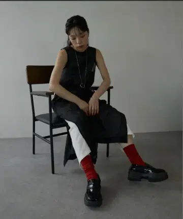DRWCYS 레이어드 시어 리브 원피스