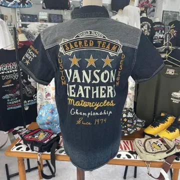 (21) VANSON LEATHER 반팔 셔츠 데님 2XL