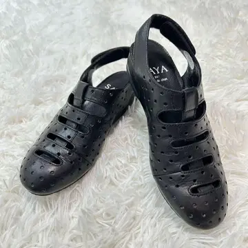 사야 구르카 샌들 가죽 브라운 23cm 펀칭 백 스트랩