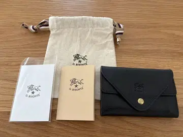 일비종떼 카드 케이스 블랙 가죽 주름 가죽