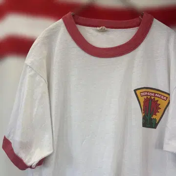 80s USA 구제 의류 로프 656 메사 티셔츠 화이트/레드