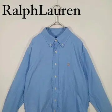 Ralph Lauren 라이트 블루 버튼 다운 셔츠 자수 로고