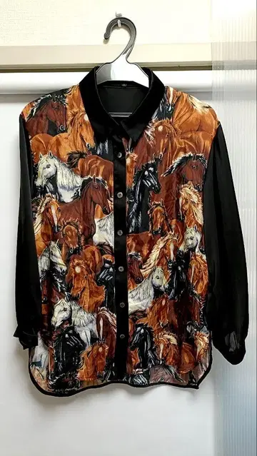 artisan 말 패턴 셔츠 블라우스 9 홀스 아티산 실크