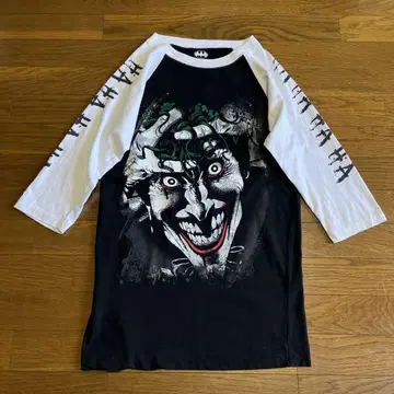 BATMAN JOKER 래글런 슬리브 티셔츠 M 블랙 화이트 7부 소매