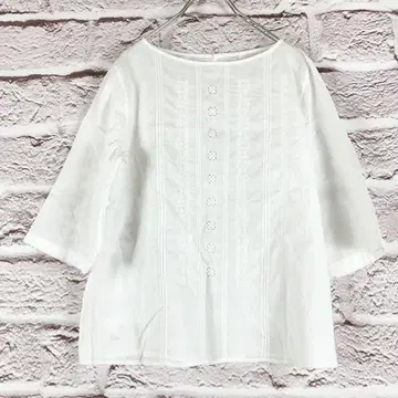 r256 HUMAN WOMAN 화이트 자수 코튼 튜닉