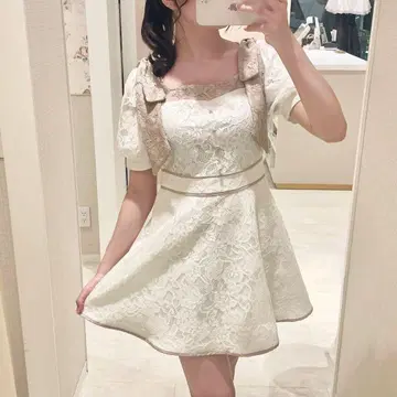 evelyn 레이스 올인원 미니 원피스 화이트 흰색 반팔