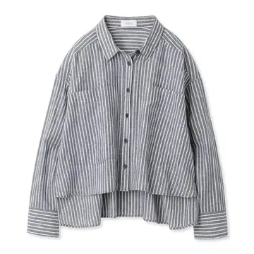 emmi atelier 린넨 혼방 빅 포켓 셔츠 스트라이프 에미 블루