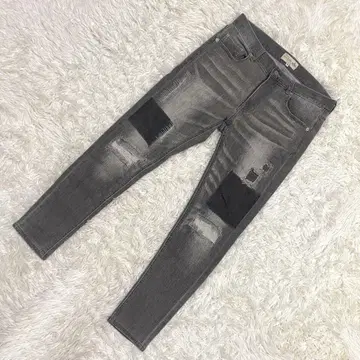 DUFFER 리메이크 & 리페어 가공 블랙 스트레치 데님 스키니