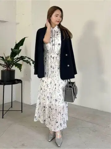 FRAY I.D 멀티 프린트 쉬폰 프릴 원피스