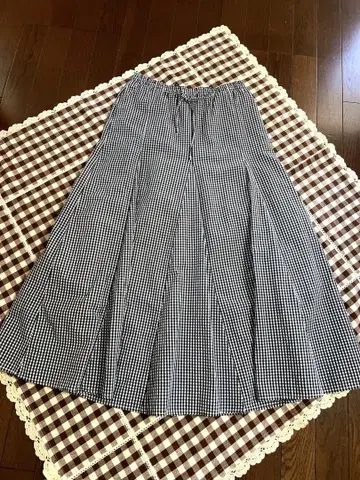 무인양품 MUJI 깅엄 롱 플레어 스커트 [미착용] M 사이즈