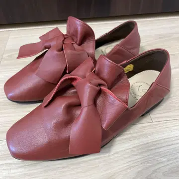 Kobe Oasis [천연 가죽] 와이드 리본 플랫 슈즈 22.5cm