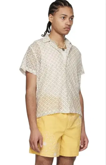 BODE 새상품 PETAL LACE SS SHIRT ECRU BLACK