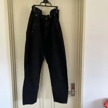 블랙 데님 와이드 레그 팬츠 EUR 38