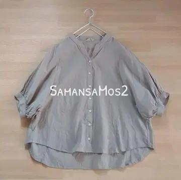사만사 모스모스 밴드 카라 루즈핏 스키퍼 블라우스 반소매 모카