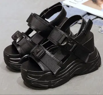 블랙 스포츠 샌들 12cm 힐 37
