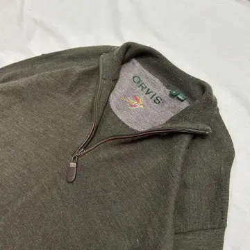 ORVIS 올리브 그린 지퍼 스웨터 L