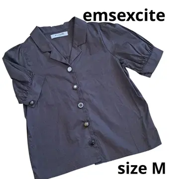emsexcite 앤티크 장미 버튼 블라우스 퍼프 슬리브 100% 면