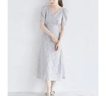 tocco 백 레이스업 플라워 레이스 원피스