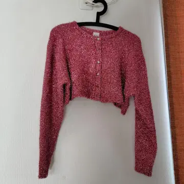 새상품 Fig London 핑크 가디건 라메