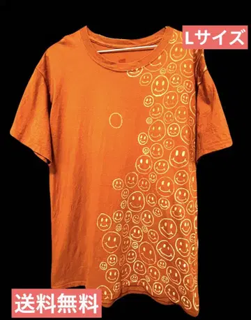 무료배송 오렌지 스마일 페이스 티셔츠 L HANES