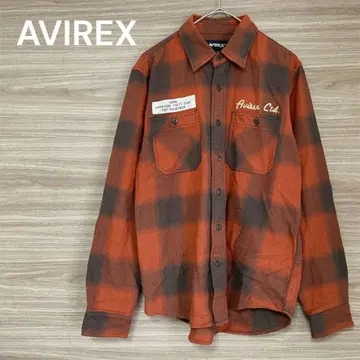 AVIREX [M] 긴팔 네이벌 라이트 플란넬 셔츠 체크 무늬 자수