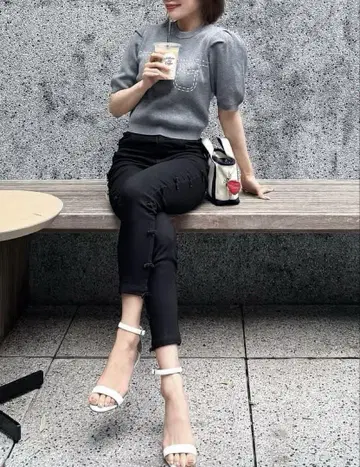 셰리에 sheller half sleeve stitch knit tops