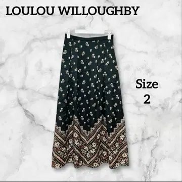 LOULOU 루루윌비 일본제 올 패턴 롱 새틴풍 플레어 스커트