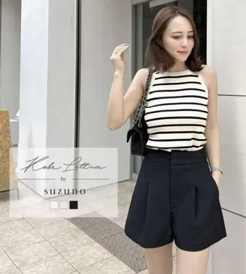 스즈노 씨 콜라보 고베 레터스 허리 조절 OK 턱 숏 팬츠 S