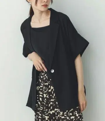 택 포함 새상품 와셔 새틴 반팔 셔츠 자켓
