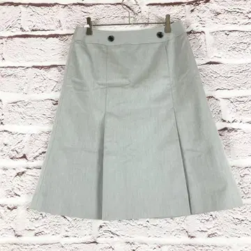r276 NEW YORKER 라이트 그레이 플리츠 스커트 무릎 기장