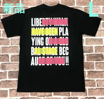 LIBERTY WALK 상의 반팔 티셔츠 블랙 프린트 로고