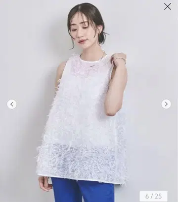 택 포함 새상품! UNITED ARROWS 컷 자카드 튜닉 블라우스