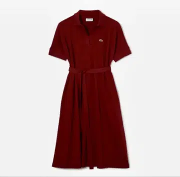 라코스테 LACOSTE 릴랙스 핏 피케 폴로 드레스 XS 와인 레드